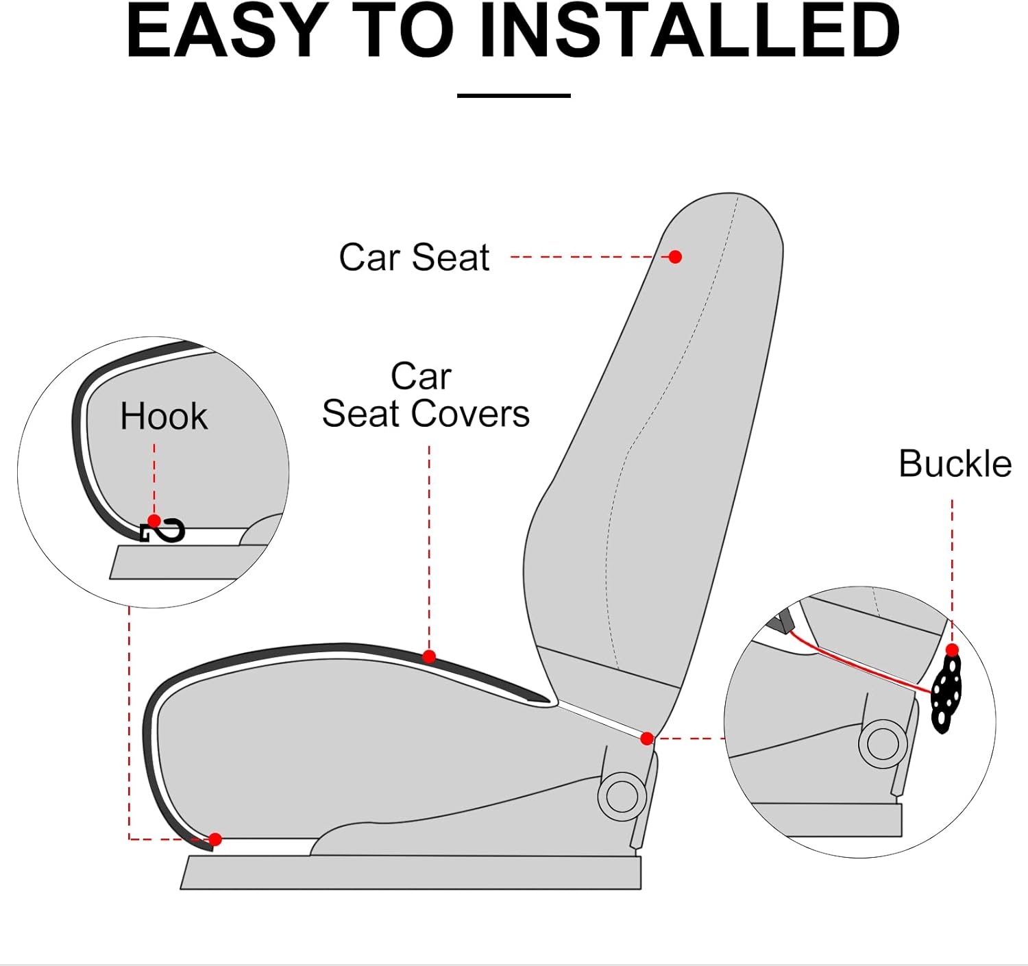 surpassme 2 Comfortable Car Seat Covers Universal Front Seat Coves for Car Accessories with Storage Pockets, Padded Car Interior Covers for Automotive, SUV, Truck, and Van (Black) - Image 5