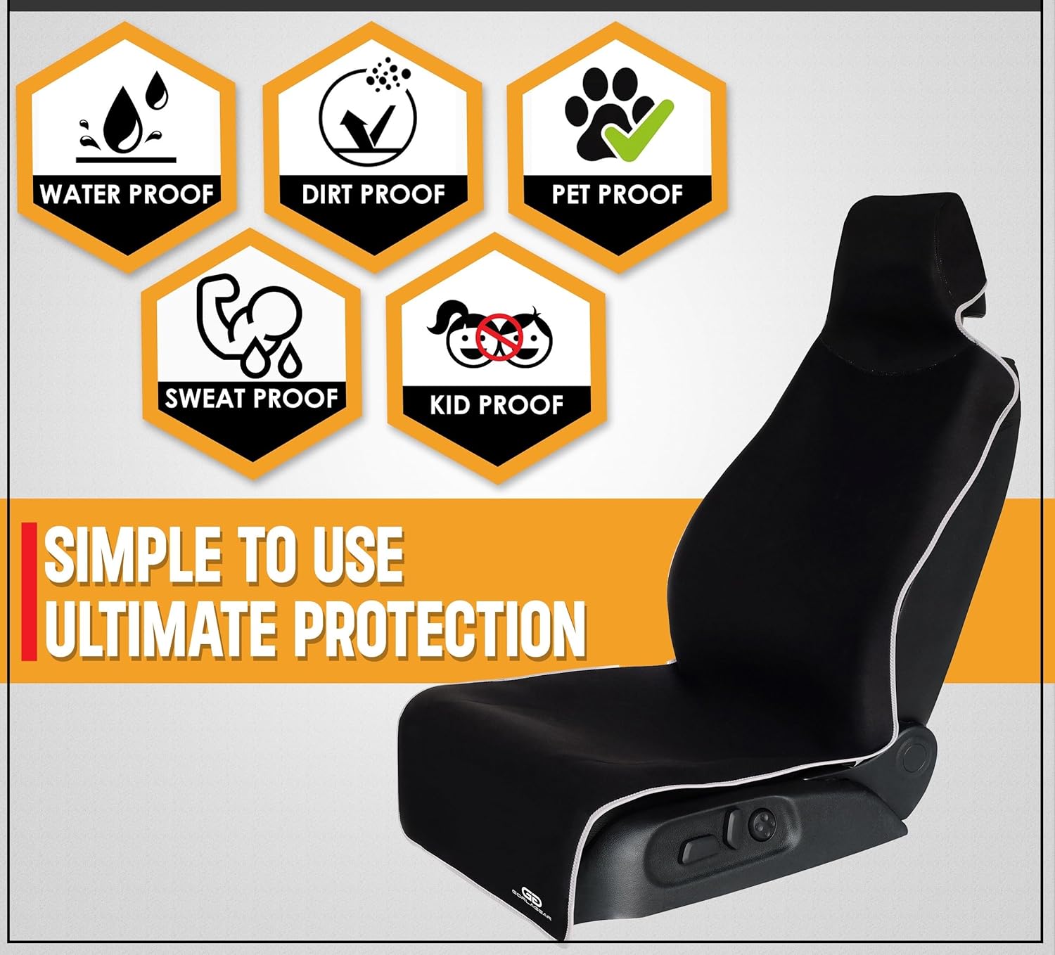 Gorla Gear Black Premium Universal Fit Waterproof Stain Resistant Car Seat Cover Neoprene Non-Slip Bucket Seat Dog Sweat Proof Protector Save Your Leather Cloth Seats Van Truck SUV Auto Sedan - Image 3