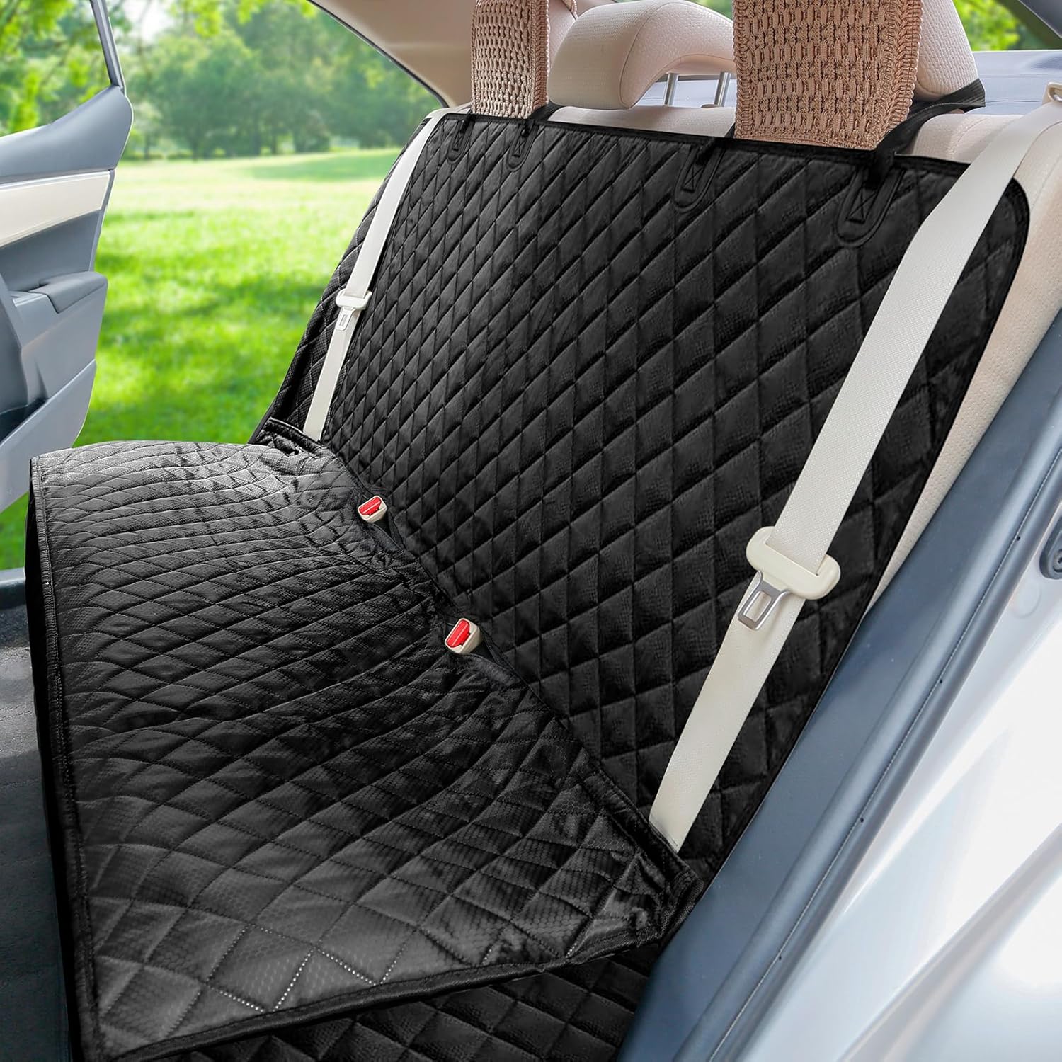 PETICON Waterproof Scratchproof Pet Bench Seat Covers for Cars, SUVs, Nonslip Durable Back Seat Cover for Dogs, 600D Oxford Fabric, Machine Washable - Image 4