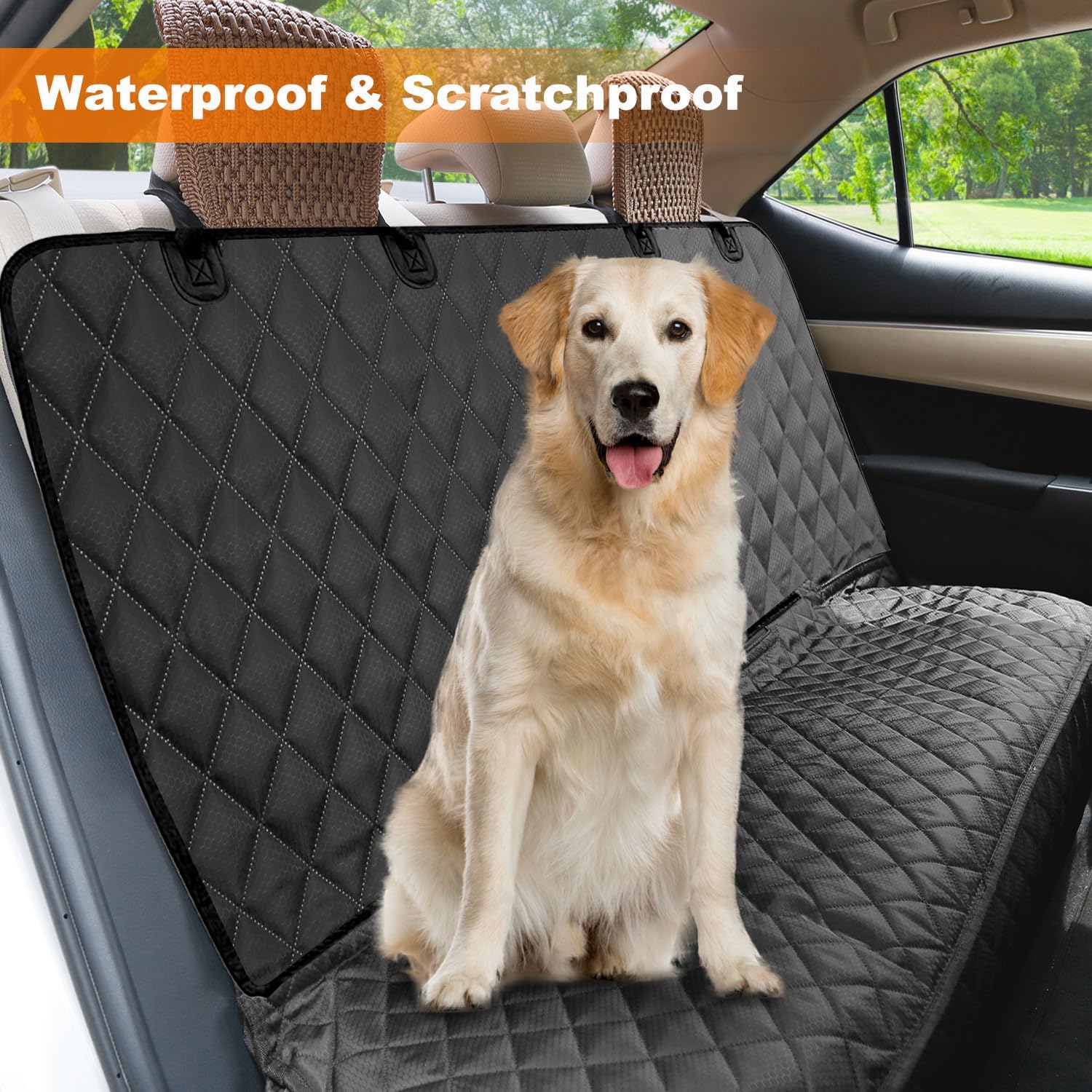 PETICON Waterproof Scratchproof Pet Bench Seat Covers for Cars, SUVs, Nonslip Durable Back Seat Cover for Dogs, 600D Oxford Fabric, Machine Washable - Image 5