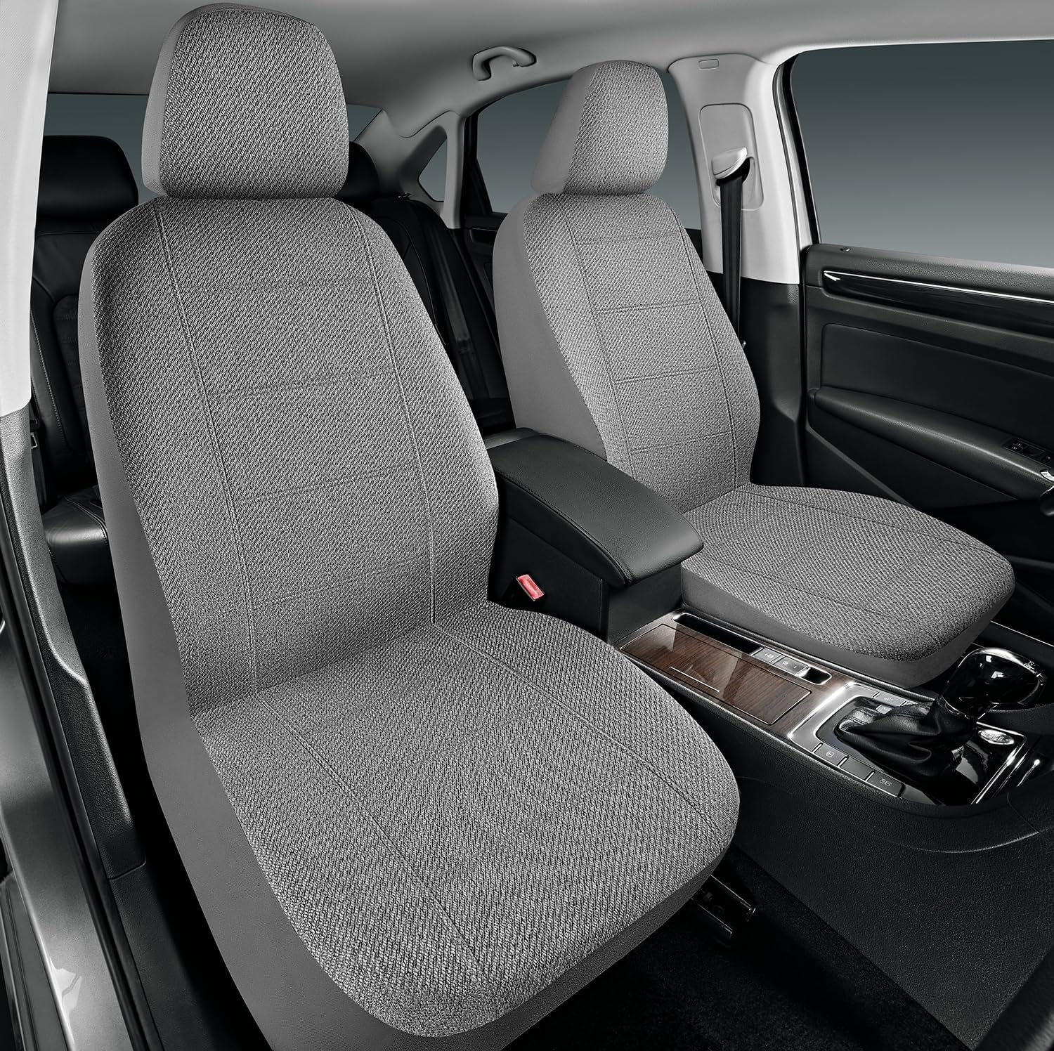 Road Comforts Car Seat Covers for Front Seat, Low Back Heavy Duty Breathable Flax Seat Protector, Airbag, Not Seat Belt Compatible, Washable Seat Cover Fits for Most Cars, Trucks, SUVs, Vans Gray