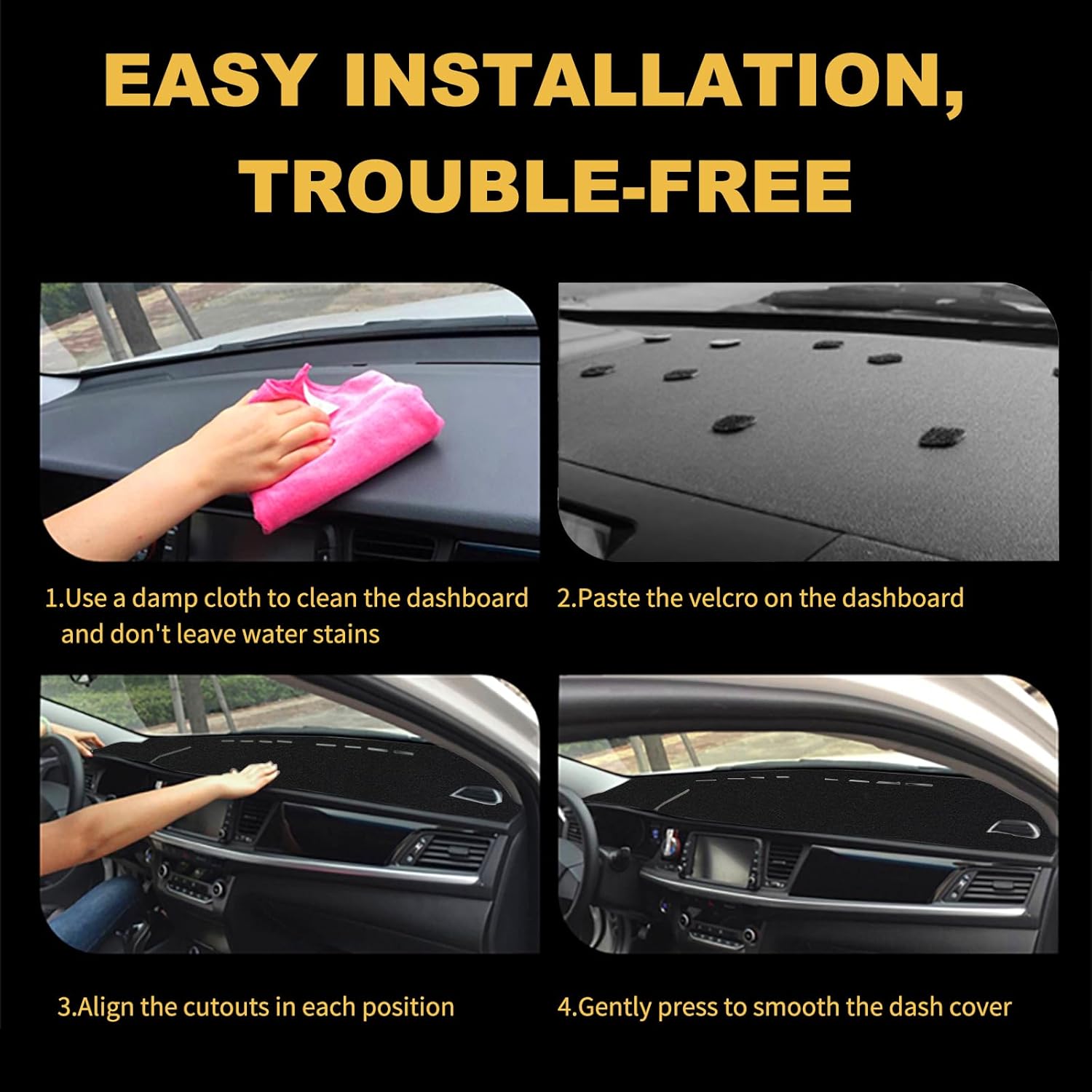 Dashboard Cover Custom Fit for Ford F150 2015-2020 /F250 F350 F450 Superduty 2017-2022 / Expedition 2018-2021 with Light Sensor,Dash Cover Mat Pad Carpet Protector (Dark Gray) - Image 6